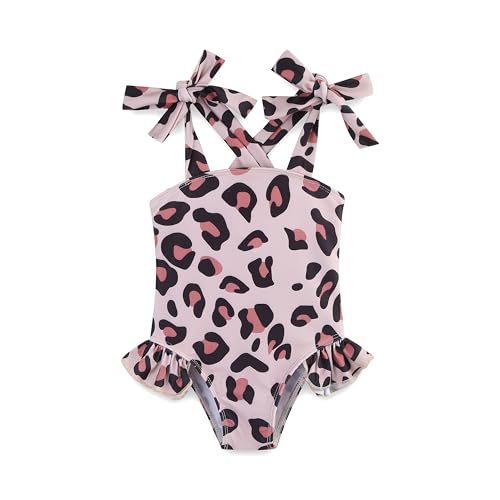 Summer Toddler Swimsuit Girl Cute Camisole Ruffle One-Piece Swimwear Bow Strap Baby Girl Bathing Suit