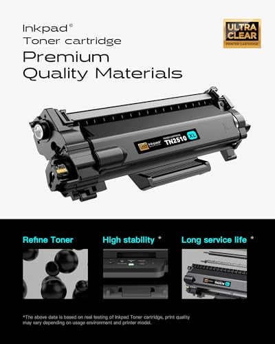 iNKPAD 【Alta Capacità】 TN2510XL Cartucce di Toner Compatibili per Brother TN-2510 per HL-L2400DW HL-L2445DW DCP-L2620DW DCP-L2665DW MFC-L2835DW MFC-L2800DW MFC-L2860DW (2 NERO,3000 pagine per toner)