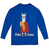 Funny Dalai Lama Llama Pun Youth Long Sleeve T Shirt Royal YLarge Blue