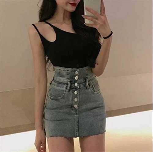 Jupe courte en jean pour un look d'été décontracté Alloaone bleu 52