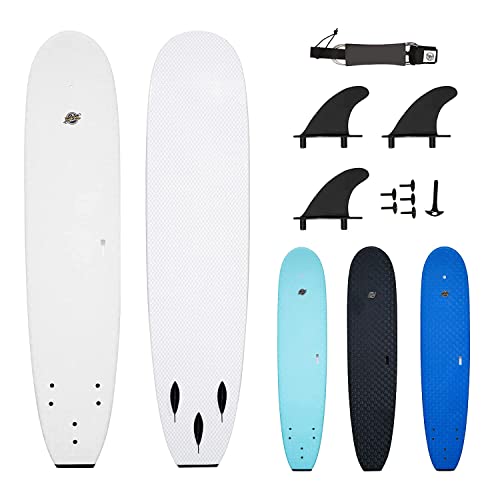 South Bay Board Co. - 8' Verve Premium Foam Surfboards - Wax-Free Soft-Top Surfboards - Best Beginner Surfboards for Kids & Adults â€“ Fins & Leash Included - Patented Heat Damage Prevention System