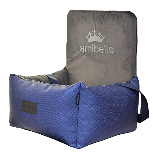 BOUTIQUE ZOO Hunde Auto Sitz | Universal Waschbar Hundeautositz für Hunde und Katzen | Farbe: Blau | Kunstleder, Flauschig Plüsch | Größe: 55 x 55 cm