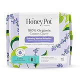 Honey Pot 100% Organic Cotton Cover Calming Herbal Infusion Super Pads, 16 Count