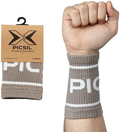 PICSIL Cotton Wrist Sweatbands, Absorbent and Stretchable Wrist Bands for Working Out, Wrist Sweat Bands for Fitness and Tennis, Anti Chafing Wristbands for Men and Women, 1 Pair