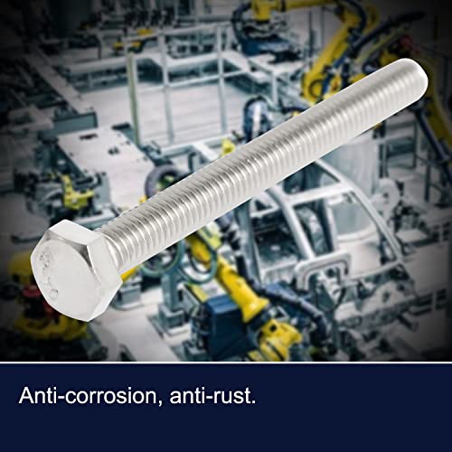 Image of M6 x 70mm Hex Head Bolts Screws Grade 6.8 Stainless Steel, Fasteners Fully Machine Threaded SUS304 15 Pcs