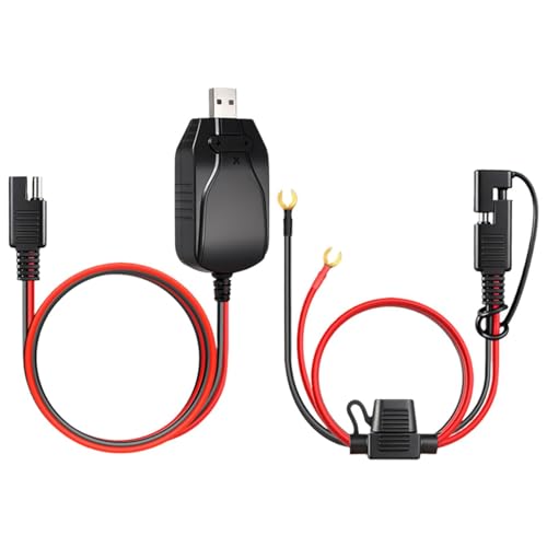 Cargador de batería de motocicleta | 12 V USB Smart Charger con fuente de alimentación – Cargador de batería adecuado para barco y marina, coche, exterior, automotor, remolque, caravana, ATV