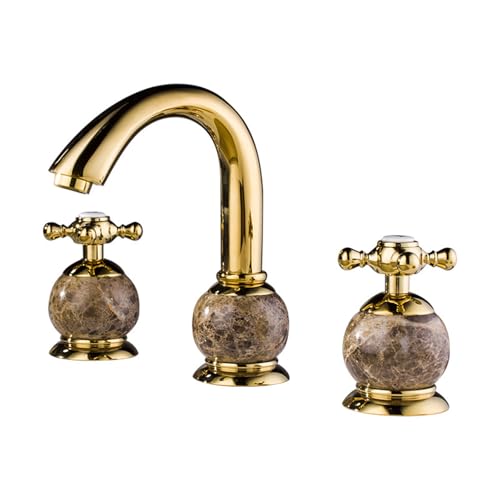 Robinets de lavabo à col de cygne or 3 trous pour remplacer un vieux mitigeur de salle de bain entartré