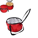 Sac Isotherme Rond, Sac Isotherme Repas Réutilisable Lunch Bag Sacs à Tarte Isothermes Ronds étanche Sac Dejeuner Pour Pique Nique école Bureau, 27,9 X 17,8 Cm (Rouge)