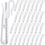 Winsyison 30pcs Adjustable Plastic Curtain Hooks, Adjustable Ratchet System Pinch Pleat Hooks Clips, Thickened Drapery Pin Clips for Light Window Door Shower Curtain- White