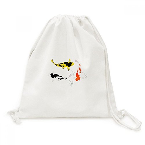 Sac cordon Chinois Poissons Toile DIYthinker voyage dos leger pour adulte