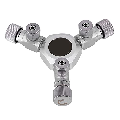 Hffheer Tanque de Peces Regulador del Divisor de CO2 Aleación de Aluminio Regulador del Divisor de CO2 Acuario Válvula de Aguja precisa Regulador del solenoide del Divisor de CO2 con Salidas (1#)