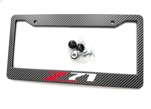 1PC Carbon Fiber Z71 License Plate Frame Tag Cover Holder Mount for Chevy Silverado Sierra Tahoe