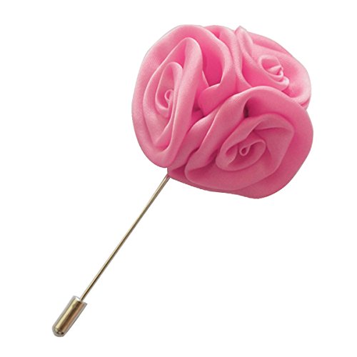 Sunny Home Men's Rose Floral Lapel Stick Handmade Boutonniere Lapel Pins for Suit (Pink)