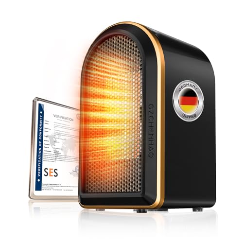 New Upgraded Heizlüfter Bad【Nr.1 in Heizleistung – Zertifiziert】【Rundum geschützt mit 4 Sicherheitssystemen】Heizlüfter Energiesparend für Schlafzimmer Büro,Camping Heizung Elektrisch(Black)