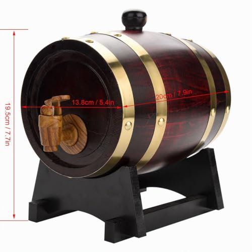 Ausla Tonneau à vin vintage en chêne, 1,5 L, idéal pour la bière, le whisky, le rhum ou le porto 20 x 13.8 x 19.5cm