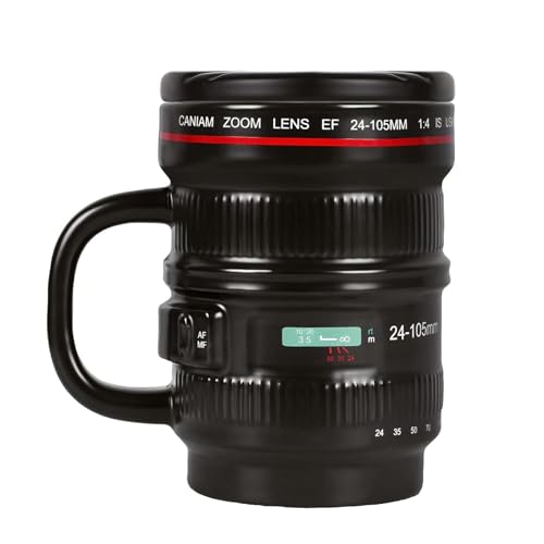 Camera Mug - 16oz Coffee Cup with Lid and Handle, Perfect Photogr...