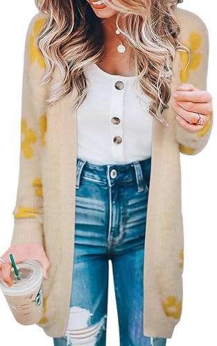 ECOWISH Women Cardigan Sweaters Long Floral...