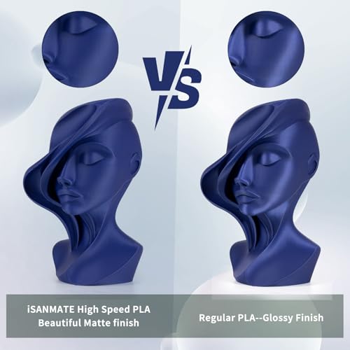 Image of iSANMATE Matte Navy PLA Filament 1.75mm 1kg - High Speed 3D Printer Filament for 30-600mm /s Printing, Rapid Matte PLA with ±0.02mm Accuracy,1kg Spool (2.2lbs)