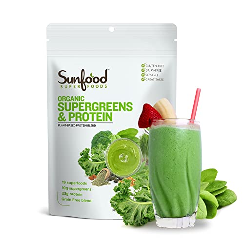 Sunfood-Superfoods-Supergreens-and-Protein-Powder-with-Probiotics-Spirulina-Chlorella-Alfalfa-Spinach-8-oz-Bag-23g-Protein-Digestive-Enzymes-for-Gut-Health-Organic-Gluten-Free-Dairy-Free