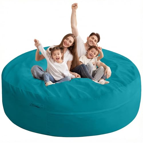 Image of HABUTWAY XX-Large Bean Bag Chair: Giant 7' Memory Foam Furniture Bean Bag Chairs for Adults with Microfiber Cover 7Ft（Sea Blue）