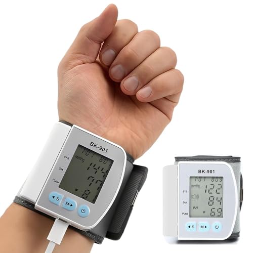 TGKYK Tensiomètre de poignet avec écran LCD rétroéclairé, 2 modes d'utilisation Bp Moniteur de pression artérielle avec étui de rangement, moniteur de pression artérielle de poignet pour personnes
