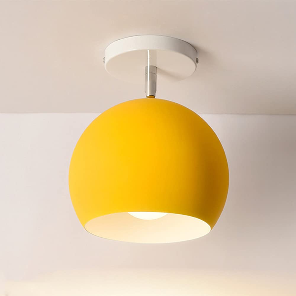 Mengjay E26 Metal Chandelier Pendant Lamp Modern Metal Macaron Ceiling Light Scandinavian Style Hanging Lamp for Hallway, Porch, Bedroom, Restaurant, Bar, Dining Room, Living Room (Yellow)