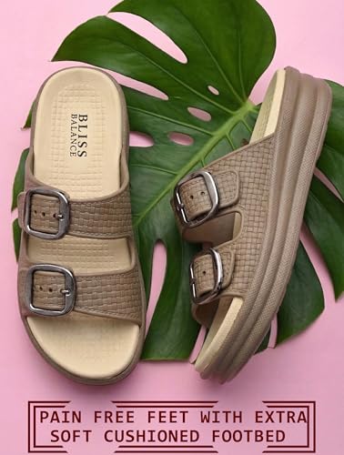 Image of BLISS BALANCE SUPER SOFT Comfortable with Adjustable Strap Flip-Flops Women's & Girl's Cushioned |Waterproof Anti Skid & Lightweight OUT Door & IN Door Slipper INDIGO11
