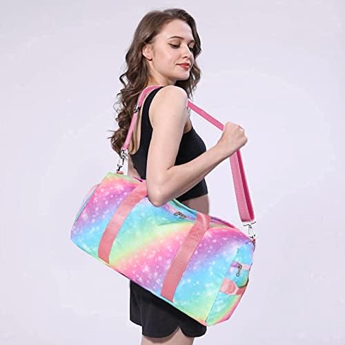 Sport Gym Duffle Travel Bag for Women Girls Overnight Weekender Duffel with Shoe Compartment, Wet Pocket (Rainbow -E) 4 Sport Gym Duffle Travel Bag for Women Girls Overnight Weekender Duffel with Shoe Compartment, Wet Pocket (Rainbow -E)