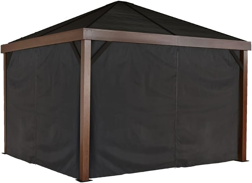 Set of 4 12' x 12' Curtains for South Beach Outdoor Gazebo - Black