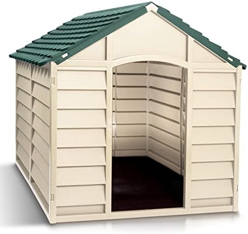 Starplast Large Dog Kennel: 1 Outdoor Plastic Pet House, Weather & Water Resistant, Easy to Assemble, 33.8 x 33.1 x 32.3 Inches, 2 Color Options 50-701