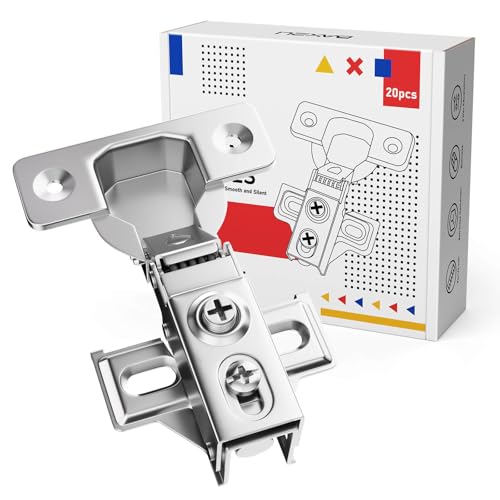 20 Pcs Soft Close Cabinet Hinges for 1/2' Overlay Kitchen Cabinets Doors, RV, Bathroom Cupboards, 105° Opening Angle & Self Closing, Brushed Nickel Concealed Hinges with Screws