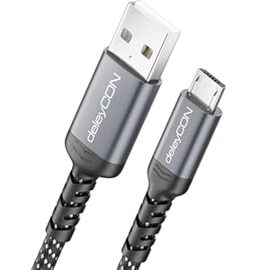 deleyCON 1m Micro USB Kabel Ladekabel Datenkabel Laden & Synchronisieren USB-A auf Micro USB Cable Adapter - Handy Smartphone Tablet Kamera PS4 Controller Usw.