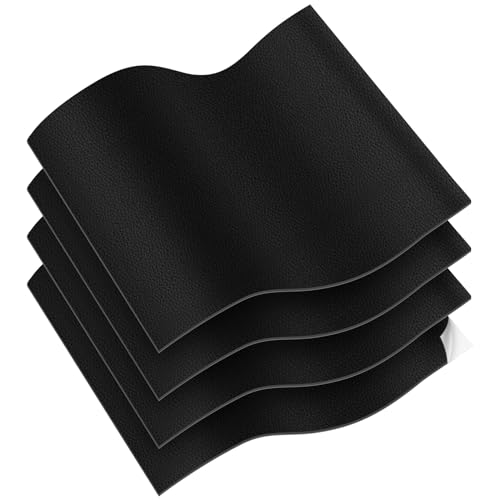 Vicloon Parche autoadhesivo de piel sintética, 4 unidades, color negro, 19 x 14 cm, resistente al desgaste y arañazos, para sofá, asiento de coche y muebles