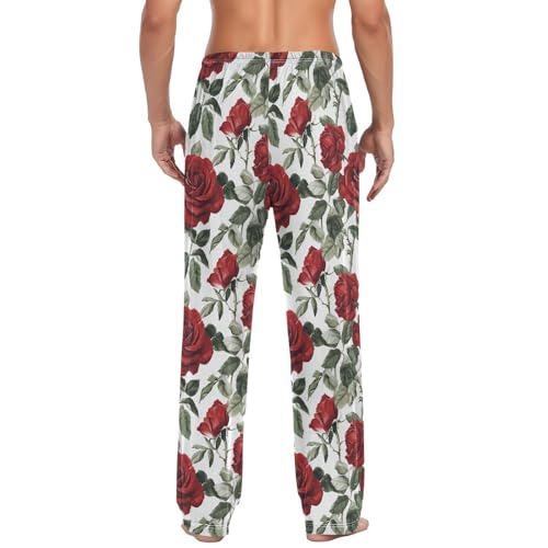 ALAZA Men's Botanical Red Rose Sleep Pajama Pant2