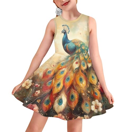 Sleeveless Dresses for Girls Kids Twirly Swing Dress for Summer A-Line Playwear Dress