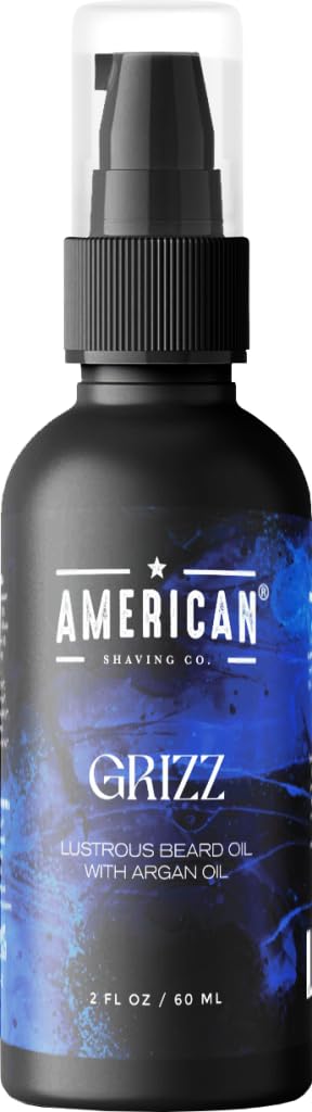 American Shaving Co. Grizz Organic Beard Oil for Men | 100% Pure Argan Oil & Conditioner | Non-Greasy Beard Softener for Thicker, Fuller Growth | Best Premium Grooming Product | USA Made