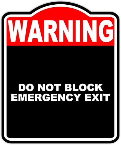 DO NOT BLOCK EMERGENCY EXIT Warning Red Black Aluminum Composite Sign 8.5 x 10 inches