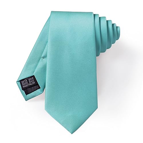 Image of YourTies Skinny Ties for Men Satin 2.4 inch Slim Necktie with Pocket Square Tie Clip Set Solid Color Wedding Party Business