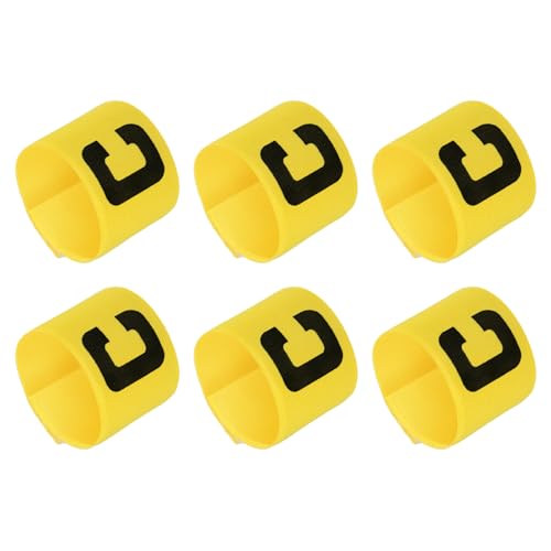 YOKIVE 6 Pcs Soccer Captain Armband, Nylon Protective Arm Badge, Adjustable Flexibility, Great for Team Training, Competitions (Yellow, 11.8 x 2.8-Inch)