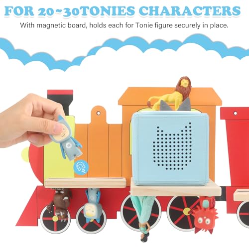 Image of for TonieBox 1 /2 Tonies Figures Organizer Storage Wall Shelf | Colorful Little Five-Train Magnetic Floating Shelves Display Collection for 30~40 Tonie Box Characters
