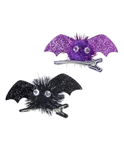 Pinzas para el cabello Halloween Bat negras y moradas miniatura 1