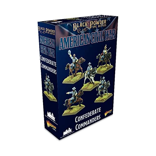 Warlord Black Powder Epic Battles American Civil War Confederate Commanders Tabletop Miniatures - Plastic Paintable Miniature 1700-1900 Soldiers Set, Table Top 28mm Military Minifigures for Adults