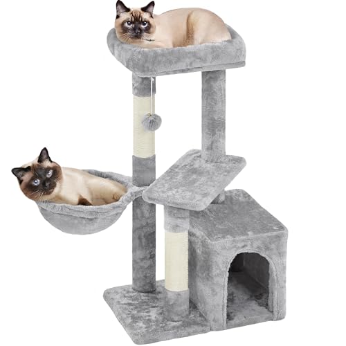 Yaheetech Cat Tree 87cm Small Cat Tower Indoor kittens Climbing Tower w/Scratching Posts for Kittens Multi-Level Pet Activity Center w/Large Condo&Perch, Light Grey Yaheetech Cat Tree 87cm Small Cat Tower Indoor kittens Climbing Tower w/Scratching Posts for Kittens Multi-Level Pet Activity Center w/Large Condo&Perch, Light Grey
