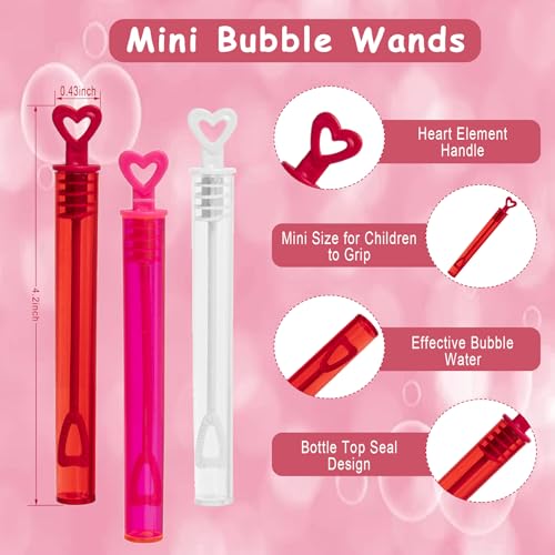 Valentines Day Card with Bubble Wands Party Favors, Valentine's Day Classroom Mini Bubble Wands Valentine Cards Exchange Gifts - Image 3