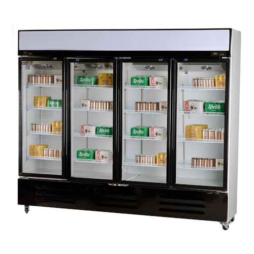 ROMUX® Armario Expositor Refrigerado 1300 Litros | 4 Puerta Cristal | Ventilado Aire Forzado | Armario Refrigerador | Vitrina Expositora Refrigerada | Nevera Frigorifica Industrial