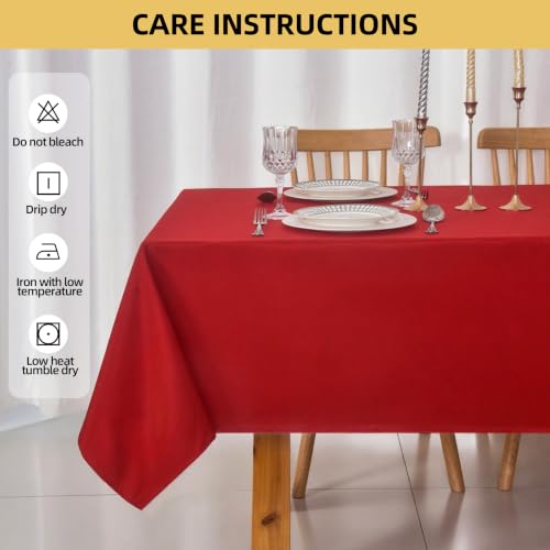 Image of 2-Pack 60x60 inch Red Table Cloths, Solid Stain and Wrinkle Resistant Tablecloth, Premium Plain Weave Polyester Fabric Rectangle Table Linen Covers for Hotel, Banquet