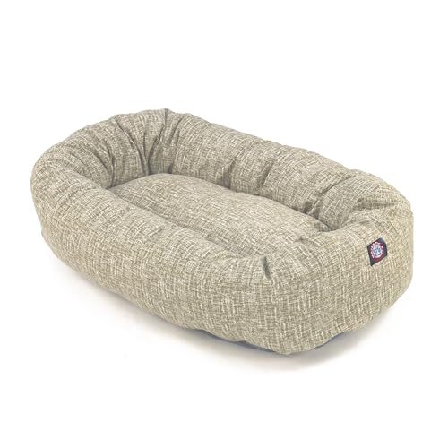 Image of Majestic Pet 40 Inch Bagel Calming Dog Bed Washable - Cozy Soft Round Dog Bed with Spine Support for Dogs to Rest Their Head - Fluffy Donut Puppy Mat 40x29x9 (Inch) Large - Tan