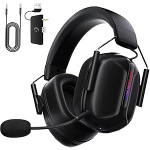 RYR Wireless Gaming Headset for Xbox Series X|S, Xbox One, PC, PS5/4, Mac, Mobile, Switch, 3D Surround Sound, Bluetooth 5.3, 60H Battery, Gaming Headphones with Detachable Noise Canceling Mic-Black