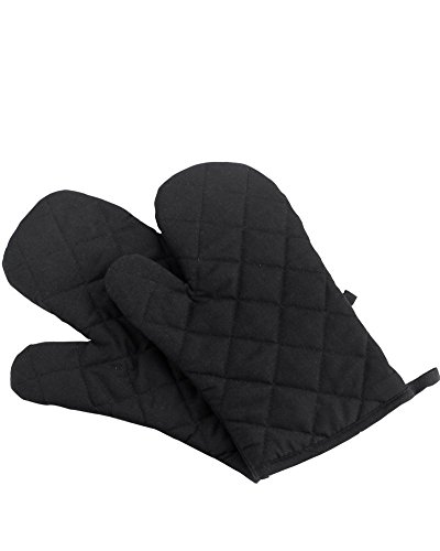 Nachvorn Oven Mitts Premium Heat Resistant Kitchen Gloves Cotton & Polyester Quilted Oversized Mittens Black