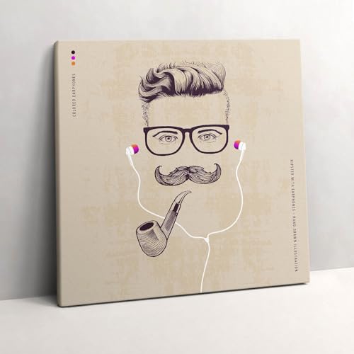 Décoration murale homme avec une pipe toile peinte 60x60cm d'art